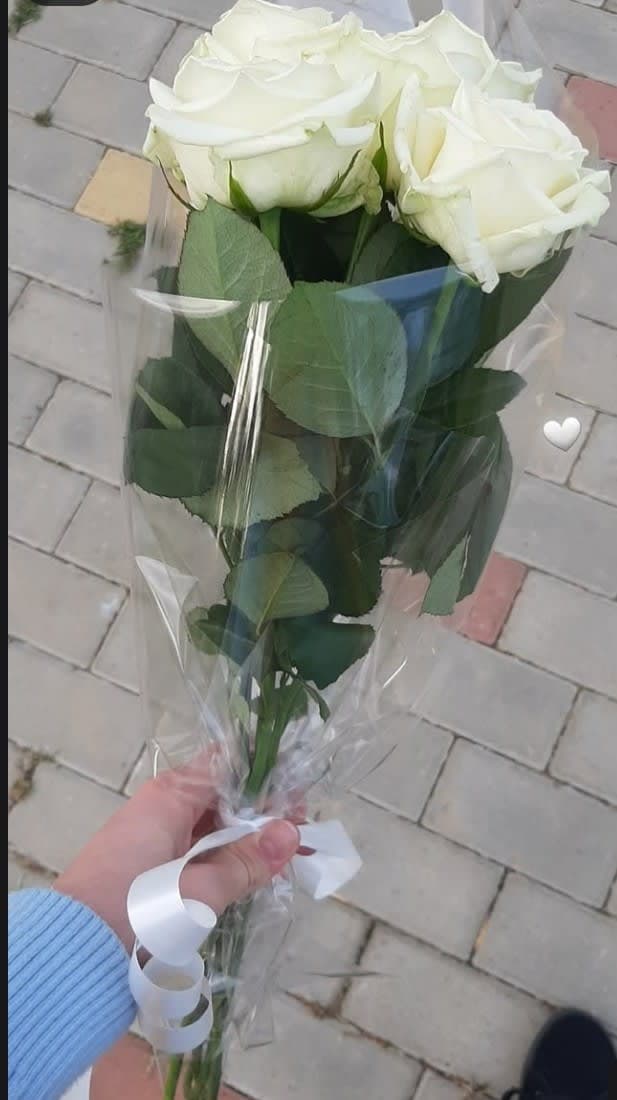 White roses with long stem